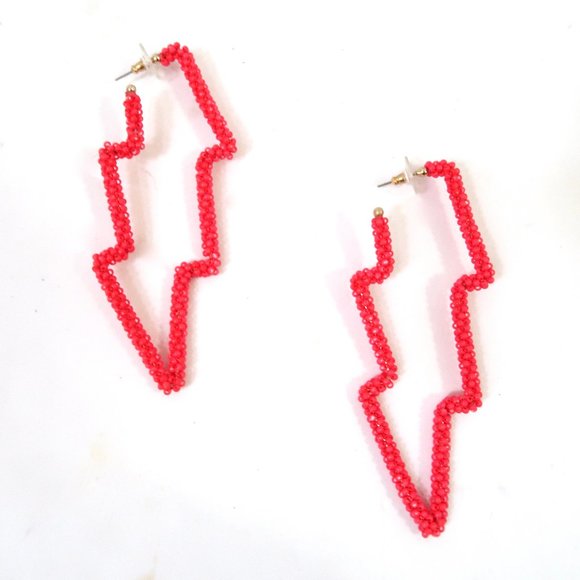 Beaded long thunderbolt earrings - Picture 2 of 2